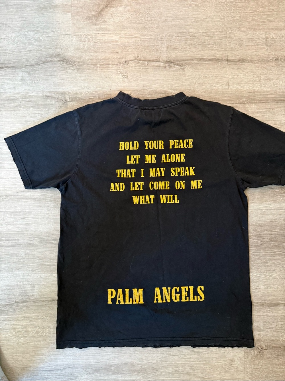 Palm Angels Unisex Black Tee with Yellow Script - Size Small/ Fits Like Medium